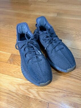 Size 10.5 men’s-Yeezy Boost 350 V2 Triple Black Knit Sneakers